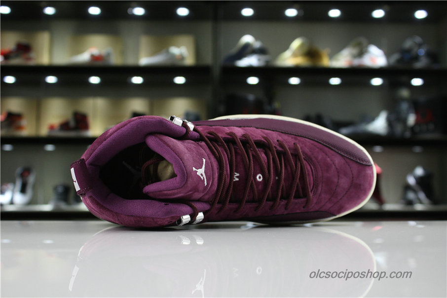 Férfi Air Jordan 12 Retro Suede AJ12 Bordeaux Cipők (130690-617)