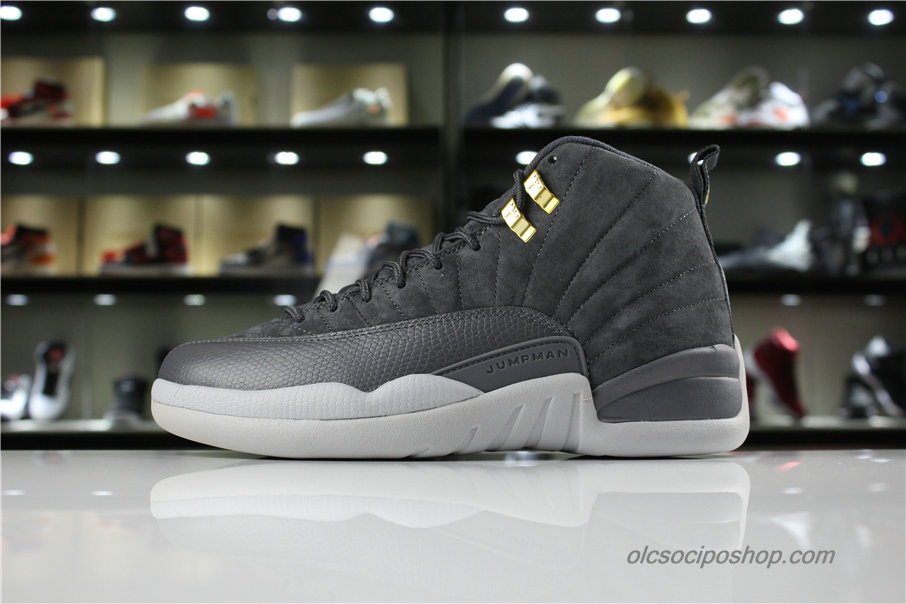 Férfi Air Jordan 12 Retro Suede AJ12 Sötétszürke Cipők (130690-005)