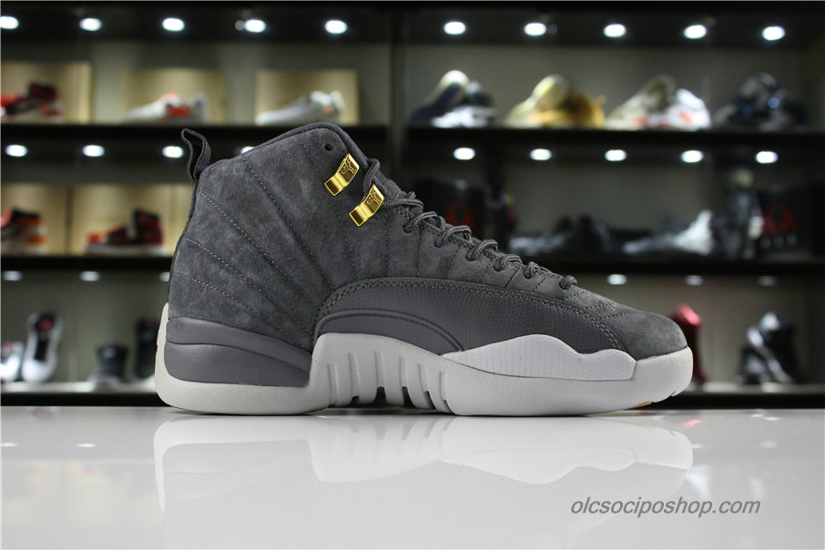 Férfi Air Jordan 12 Retro Suede AJ12 Sötétszürke Cipők (130690-005)