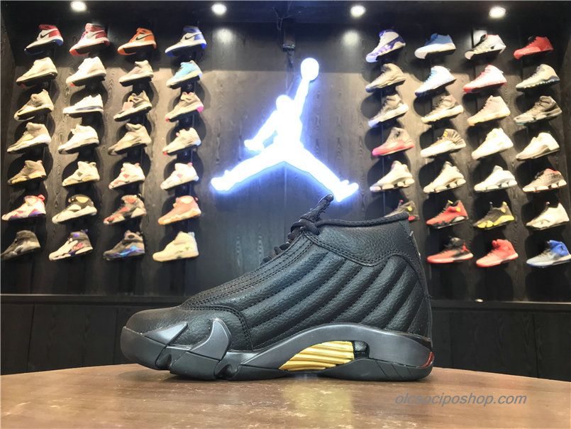 Férfi Air Jordan 14 Retro DMP AJ14 Fekete/Arany Cipők (487471-022)