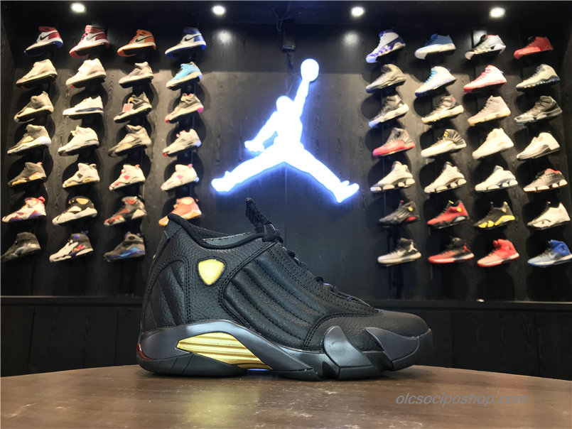 Férfi Air Jordan 14 Retro DMP AJ14 Fekete/Arany Cipők (487471-022)