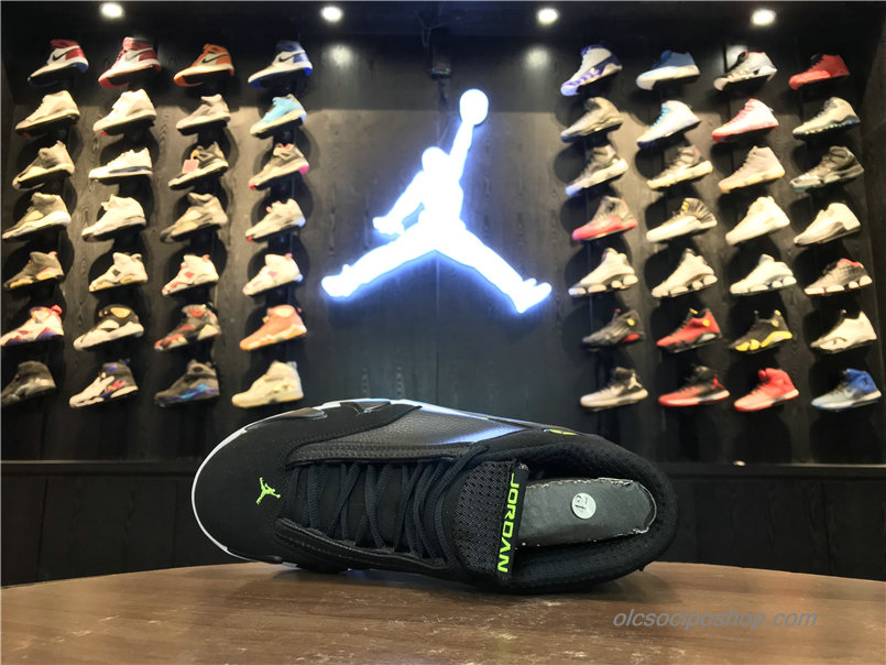 Férfi Air Jordan 14 Retro AJ14 Fekete/Fehér/Zöld Cipők (487471-005)