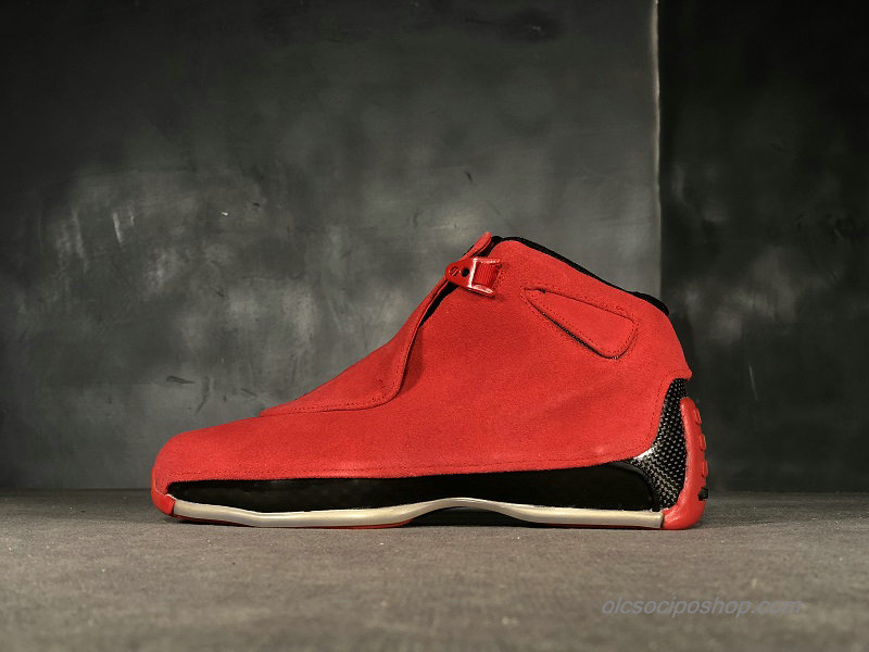 Férfi Air Jordan 18 Retro Toro Suede AJ18 Piros/Fekete Cipők (AA2494-601)