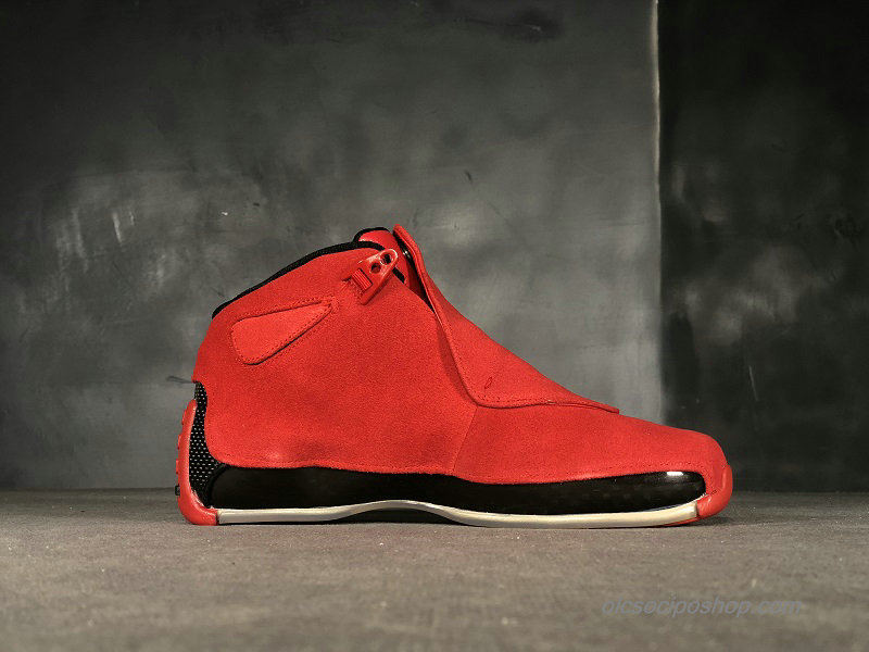 Férfi Air Jordan 18 Retro Toro Suede AJ18 Piros/Fekete Cipők (AA2494-601)