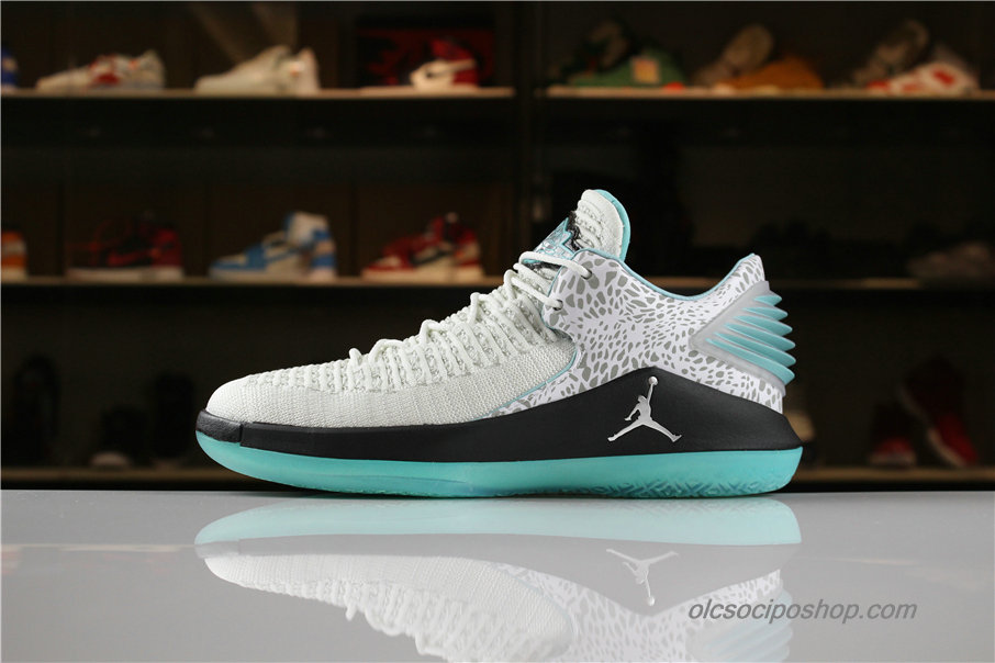 Férfi Air Jordan 32 Low Jade AJ32 Fehér/Szürke/Fekete/Kék Cipők (AH3347-101)