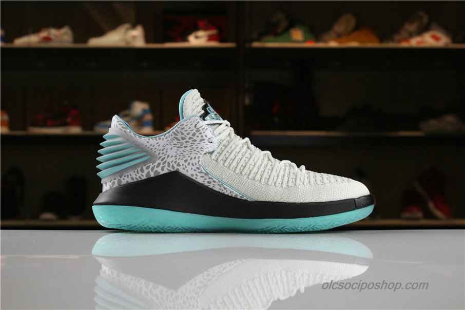 Férfi Air Jordan 32 Low Jade AJ32 Fehér/Szürke/Fekete/Kék Cipők (AH3347-101)