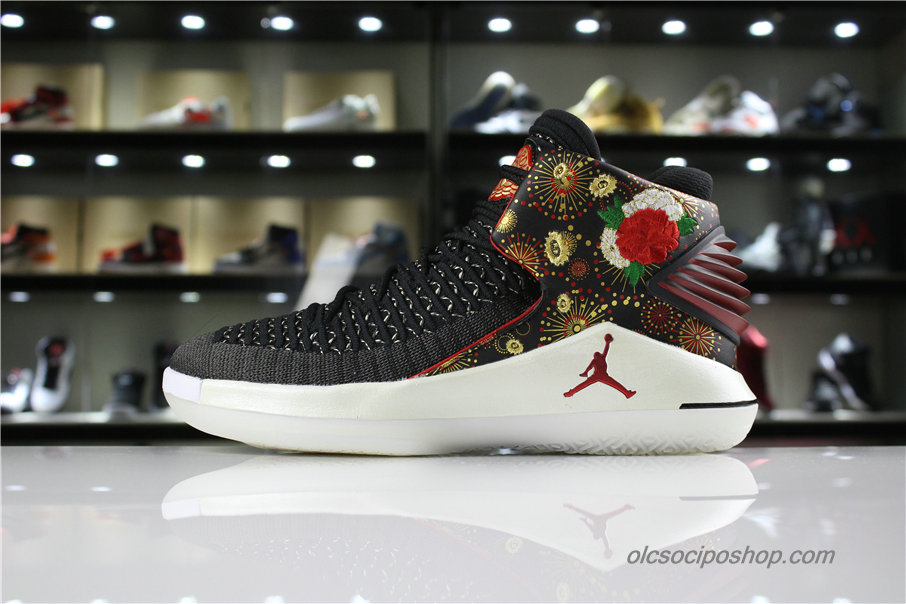 Férfi Air Jordan 32 PF CNY AJ32 Szürke/Fekete/Arany/Piros Cipők (AJ6333-042)