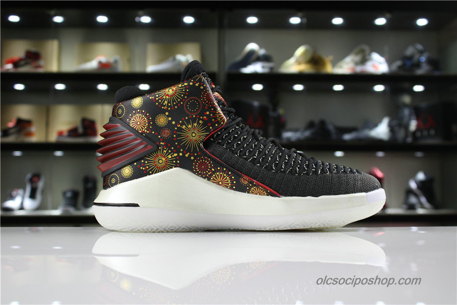 Férfi Air Jordan 32 PF CNY AJ32 Szürke/Fekete/Arany/Piros Cipők (AJ6333-042)