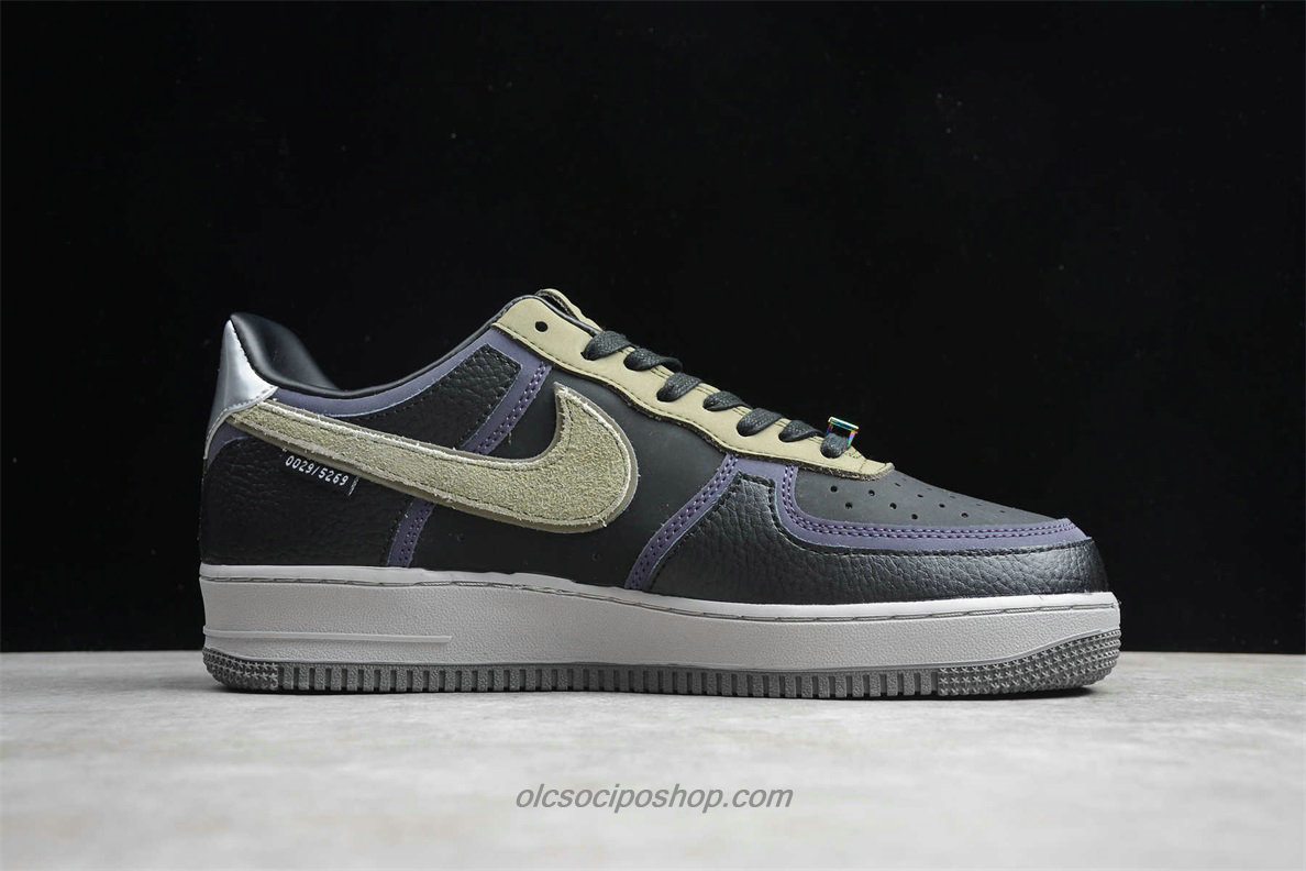 Férfi Nike Air Force 1 07 Fekete/Lila/Khaki Cipők (CQ1087 001)