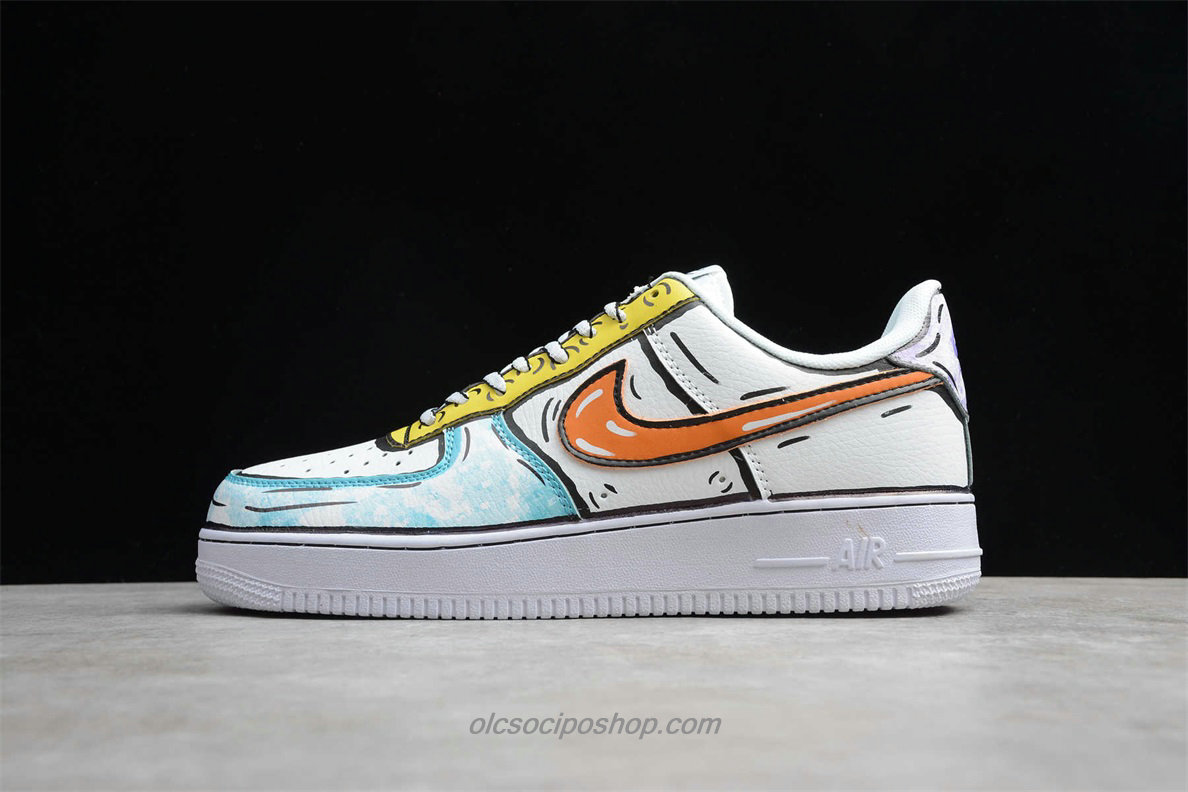 Nike Air Force 1 07 SE Fehér/Zöld/Sárga/Narancs Cipők (AO9822 001)