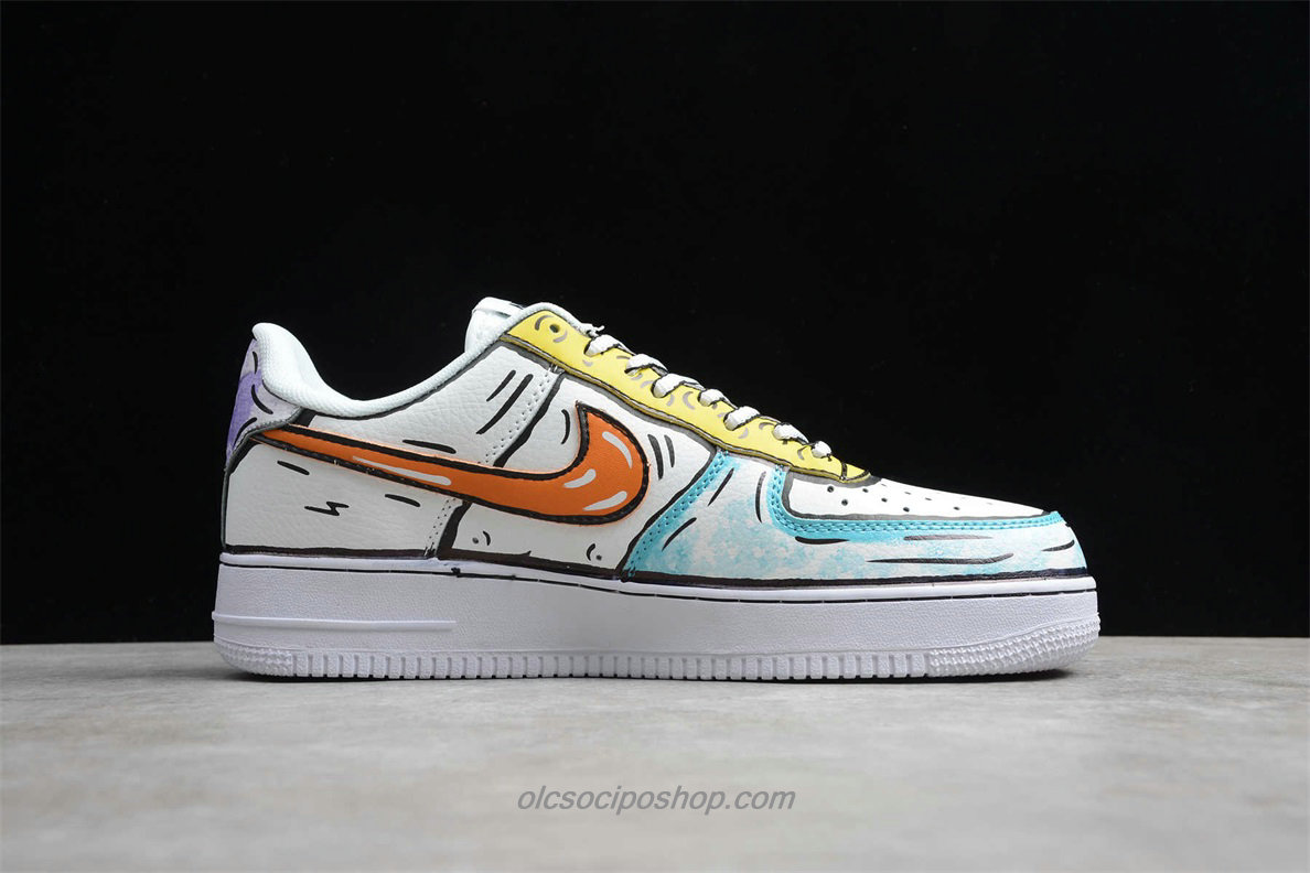 Nike Air Force 1 07 SE Fehér/Zöld/Sárga/Narancs Cipők (AO9822 001)