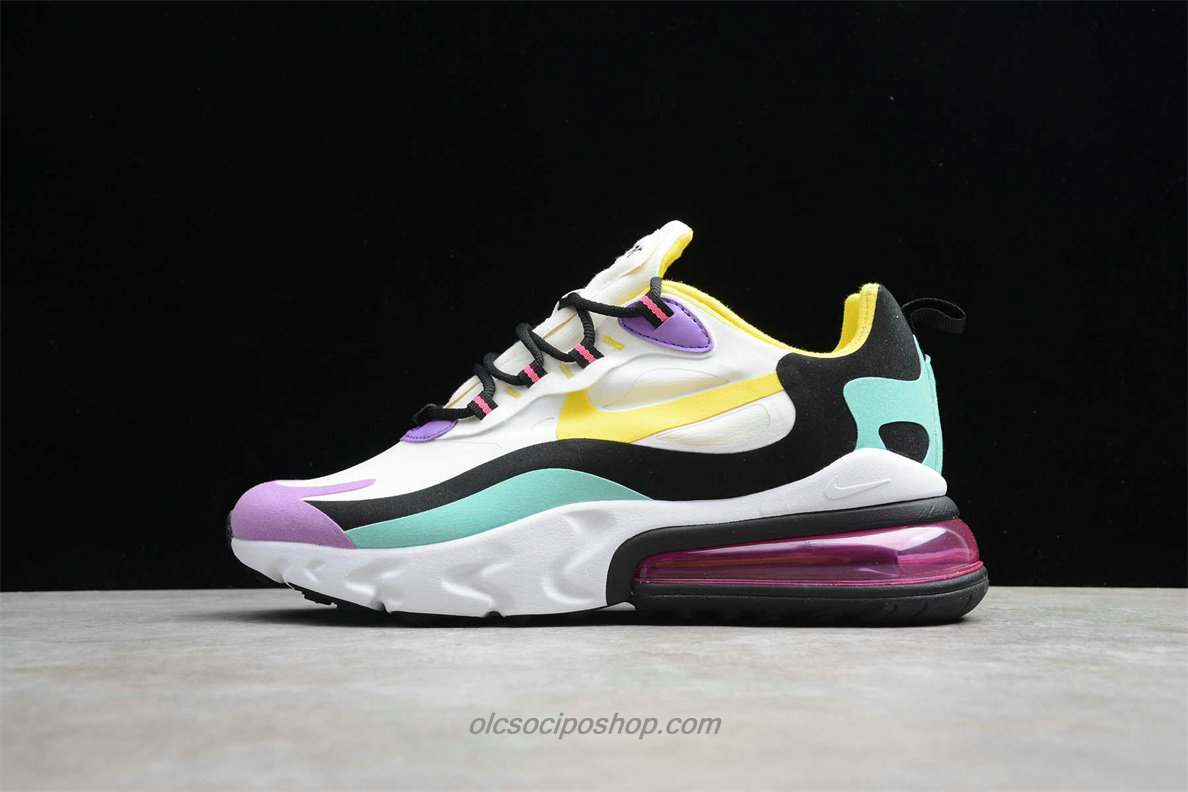 Nike Air Max 270 React Fehér/Lila/Zöld/Sárga/Fekete Cipők (AO4971 101)