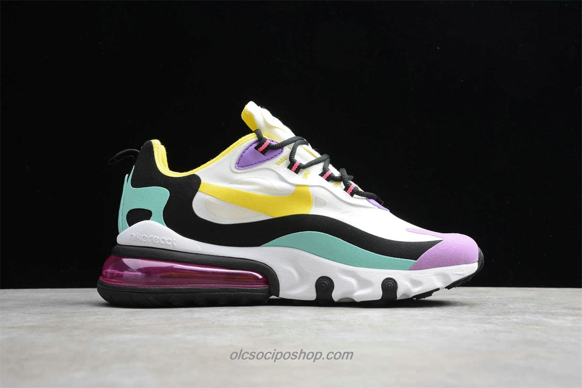 Nike Air Max 270 React Fehér/Lila/Zöld/Sárga/Fekete Cipők (AO4971 101)