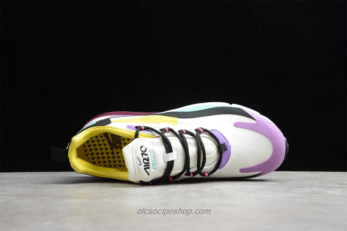 Nike Air Max 270 React Fehér/Lila/Zöld/Sárga/Fekete Cipők (AO4971 101)