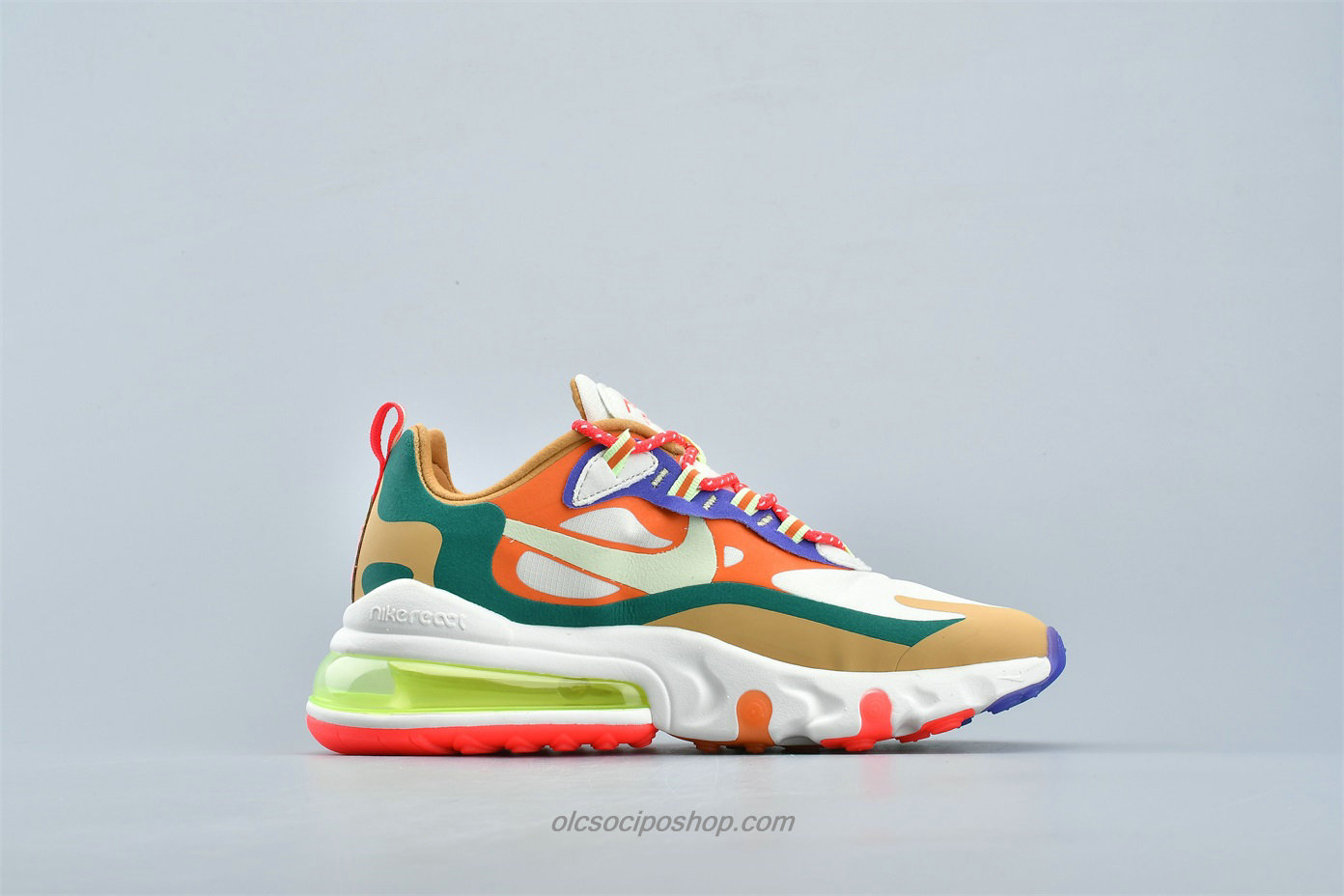 Női Nike Air Max 270 React Krém/Khaki/Narancs/Kék Cipők (CQ4805 071)