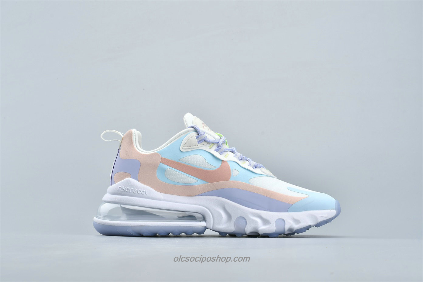 Női Nike Air Max 270 React Világoskék/Fehér/Lila/Rózsaszín Cipők (CQ4805 146)