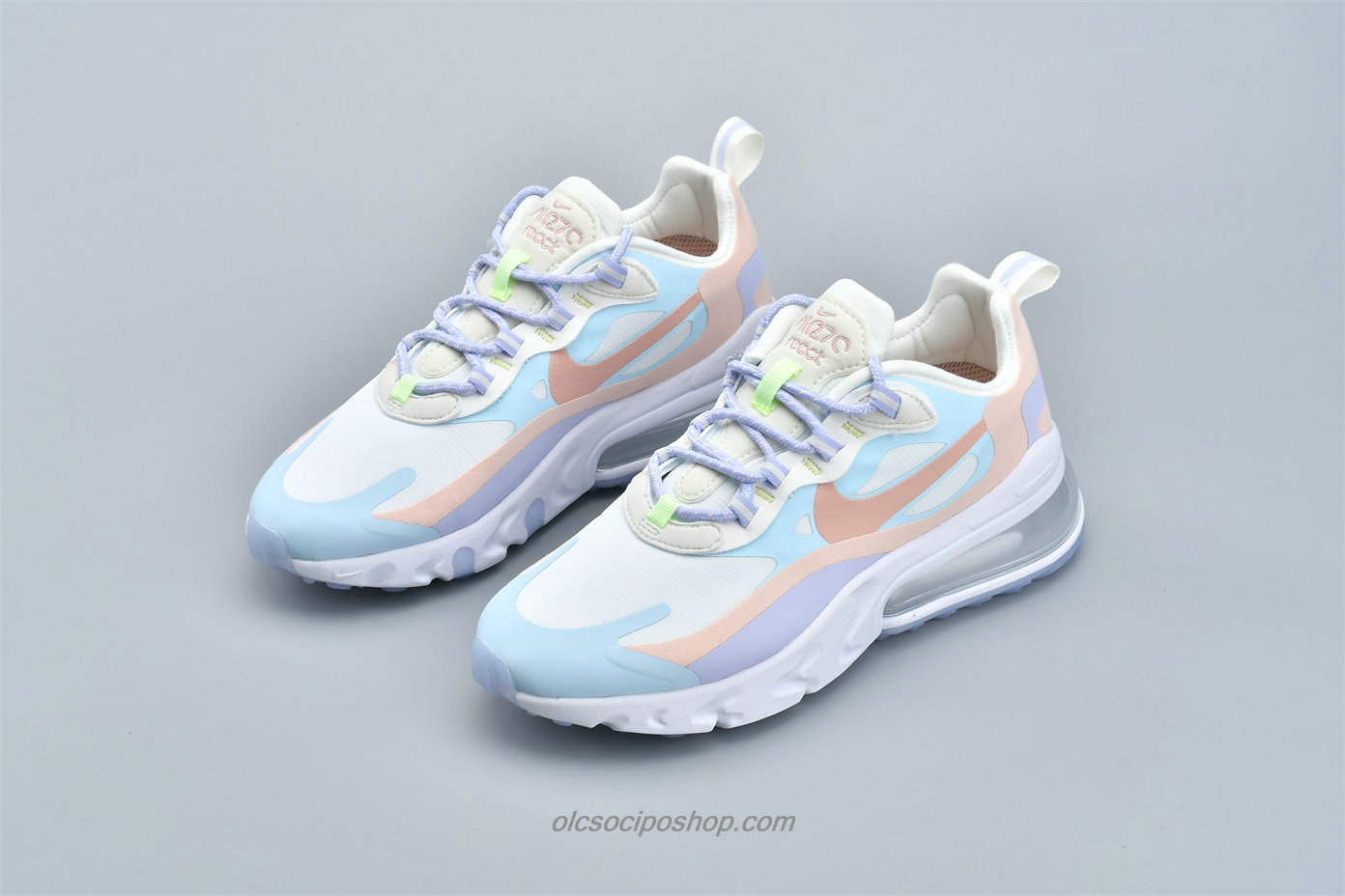 Női Nike Air Max 270 React Világoskék/Fehér/Lila/Rózsaszín Cipők (CQ4805 146)