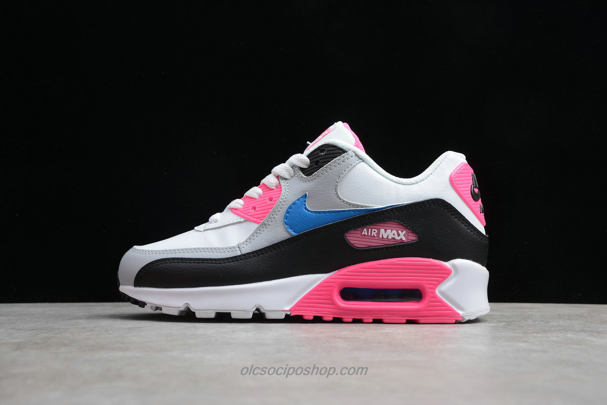 Női Nike Air Max 90 Fehér/Szürke/Fekete/Rózsaszín Cipők (833376 107)