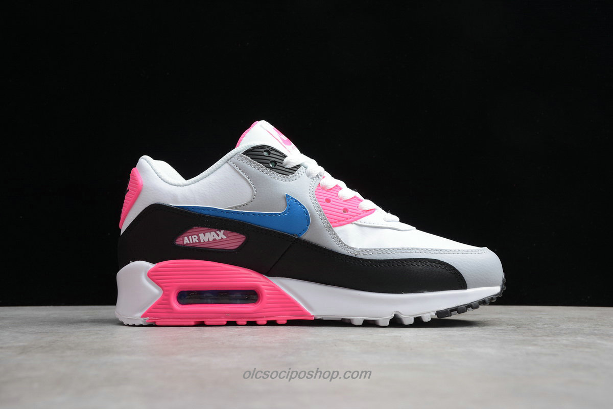 Női Nike Air Max 90 Fehér/Szürke/Fekete/Rózsaszín Cipők (833376 107)