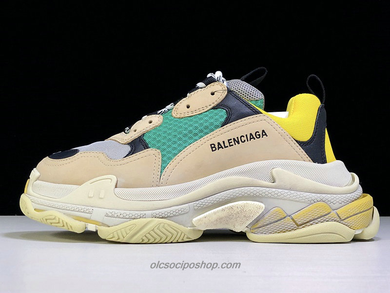 Balenciaga Triple S Dad Khaki/Zöld/Fekete/Sárga Cipők