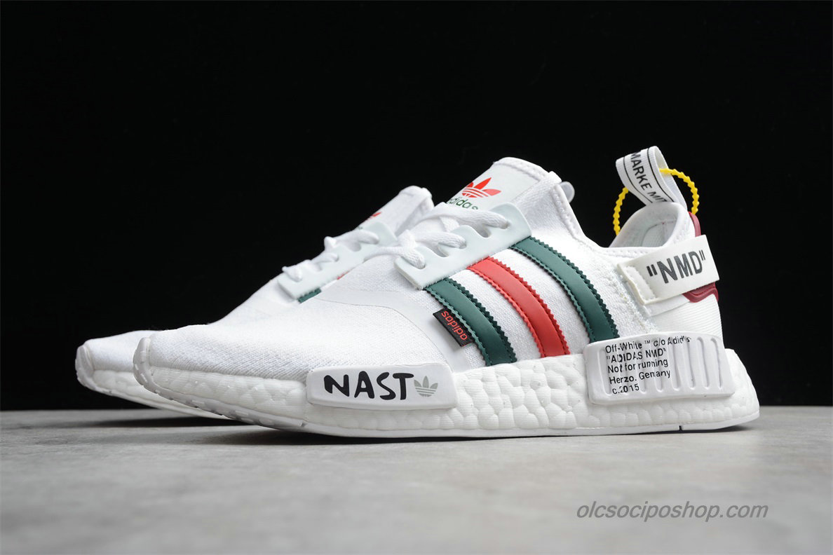 NAST Off-White x Adidas NMD Fehér/Zöld/Piros Cipők (DA8858)