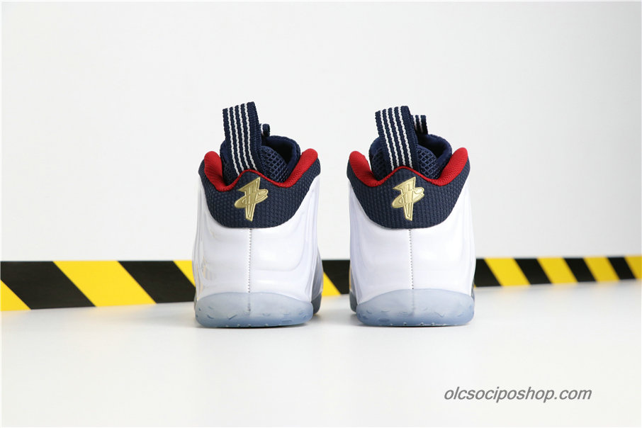 Férfi Nike Air Foamposite One Olympic Fehér/Sötétkék/Piros Cipők (575420-400)