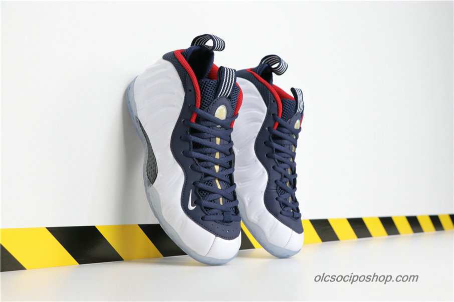 Férfi Nike Air Foamposite One Olympic Fehér/Sötétkék/Piros Cipők (575420-400)