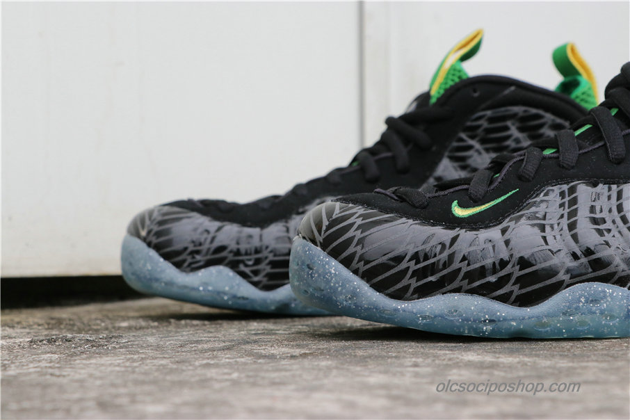 Férfi Nike Air Foamposite One Oregon Ducks Fekete/Szürke/Zöld Cipők (652110-001)