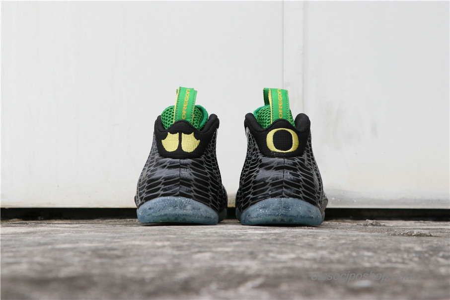 Férfi Nike Air Foamposite One Oregon Ducks Fekete/Szürke/Zöld Cipők (652110-001)