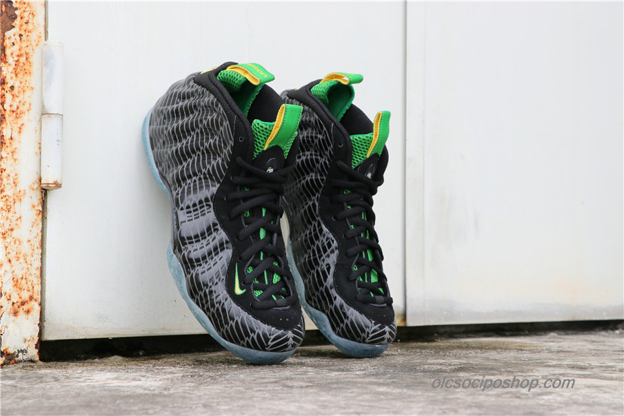 Férfi Nike Air Foamposite One Oregon Ducks Fekete/Szürke/Zöld Cipők (652110-001)