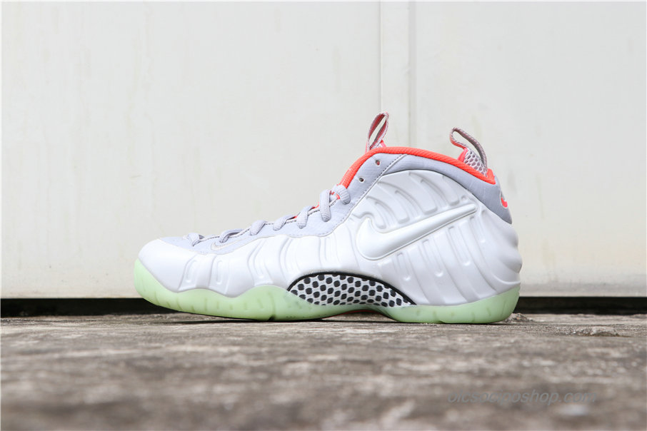 Férfi Nike Air Foamposite One Pure Platinum Fehér/Szürke/Narancs Cipők (616750-003)