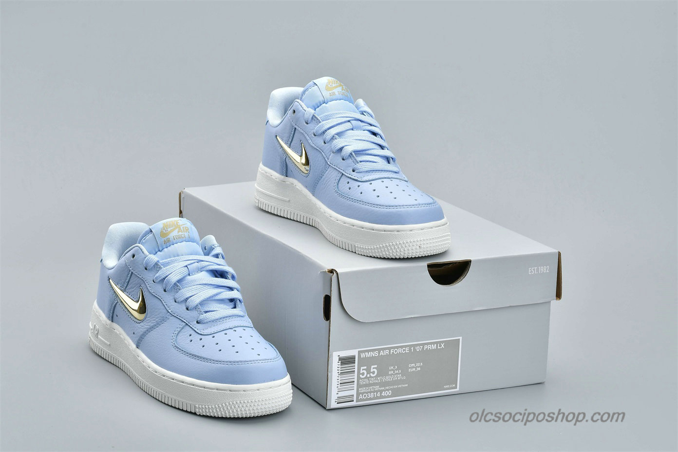 Női Nike Air Force 1 Low 07 PRM LX Világoskék/Arany Cipők (AO3814-400)