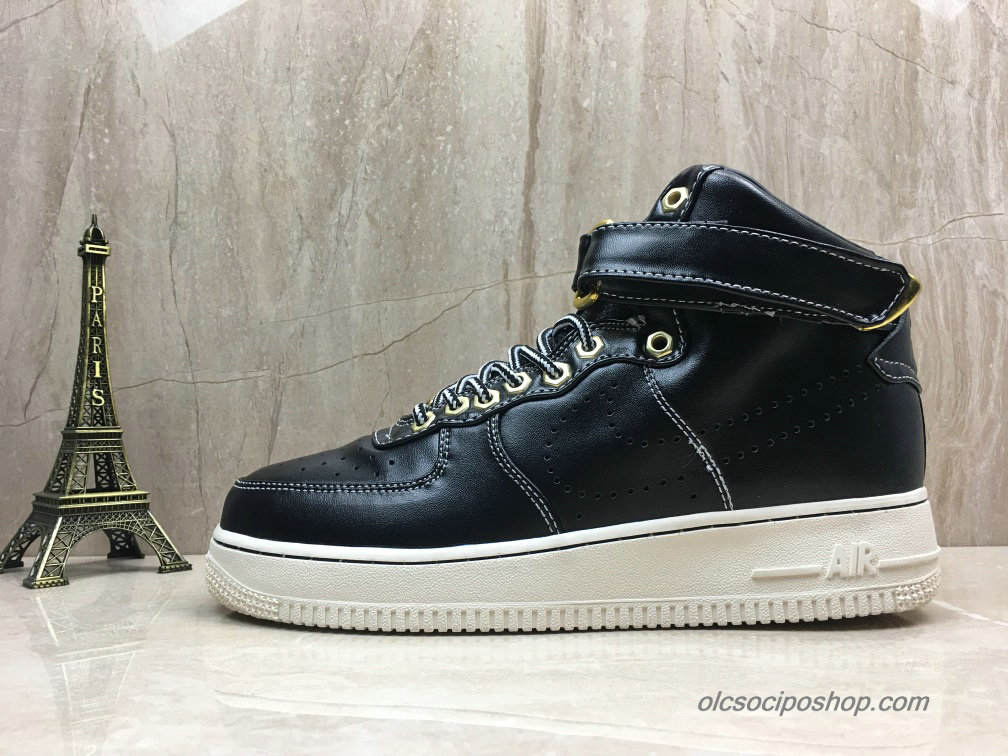 Férfi Nike Air Force 1 Mid Fekete/Piszkosfehér Cipők (386161-005)