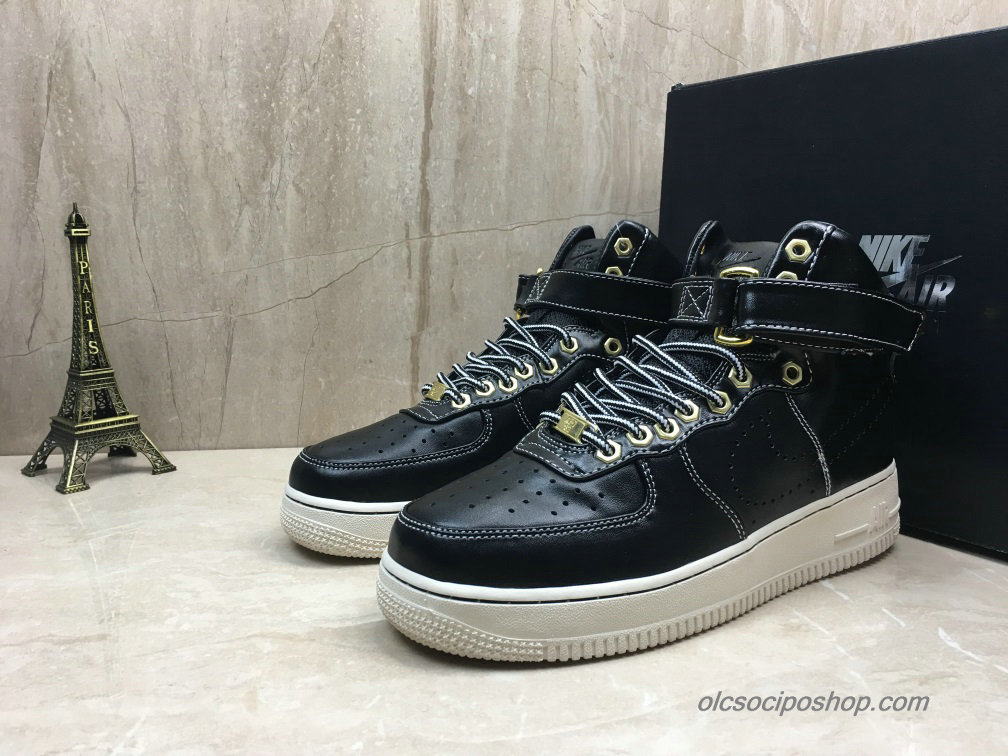 Férfi Nike Air Force 1 Mid Fekete/Piszkosfehér Cipők (386161-005)