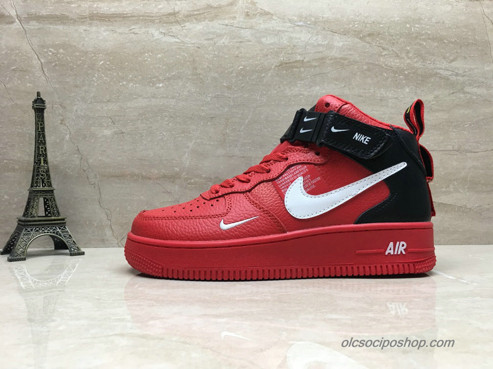Nike Air Force 1 Mid Piros/Fehér/Fekete Cipők (804609-205)