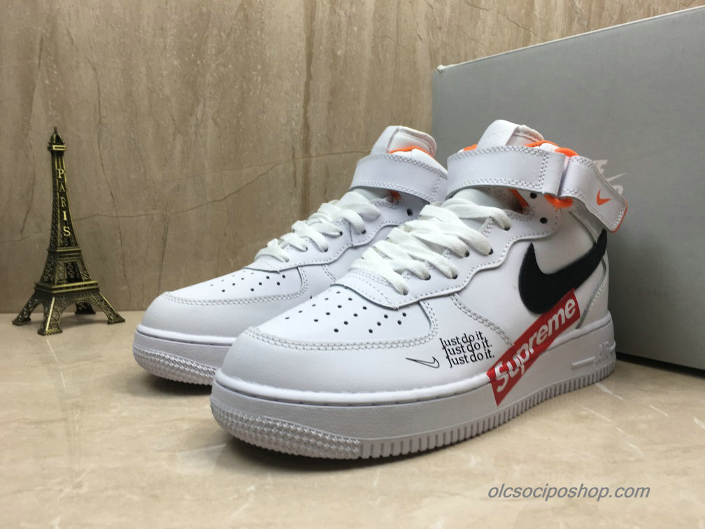 Supreme Nike Air Force 1 Mid Fehér/Piros/Fekete/Narancs Cipők (AQ8650-100)