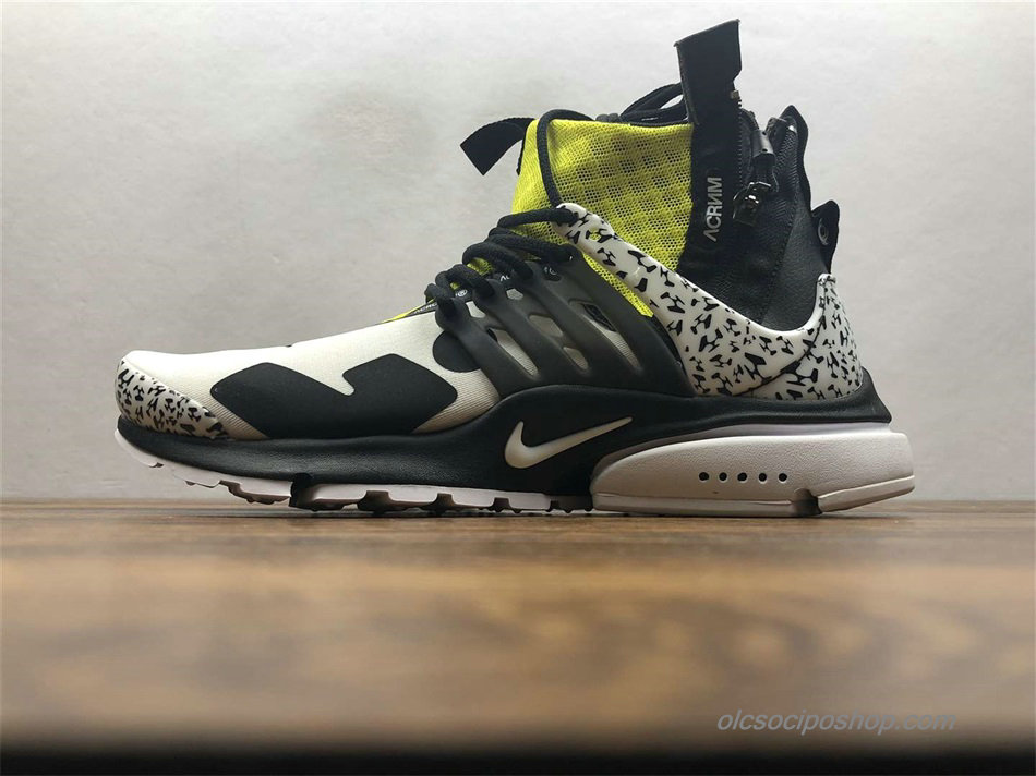 Férfi Acronym x Nike Air Presto Mid Fehér/Fekete/Sárga Cipők (AH7832-100)