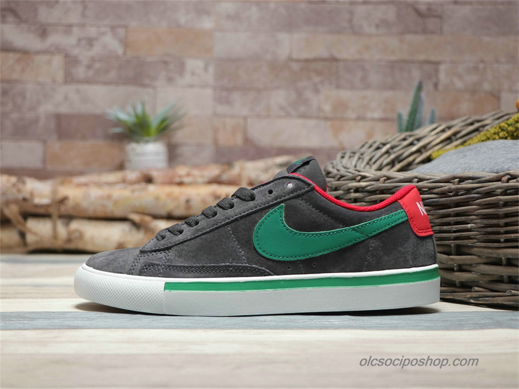 Nike Blazer Low Suede Sötétszürke/Zöld/Piros Cipők