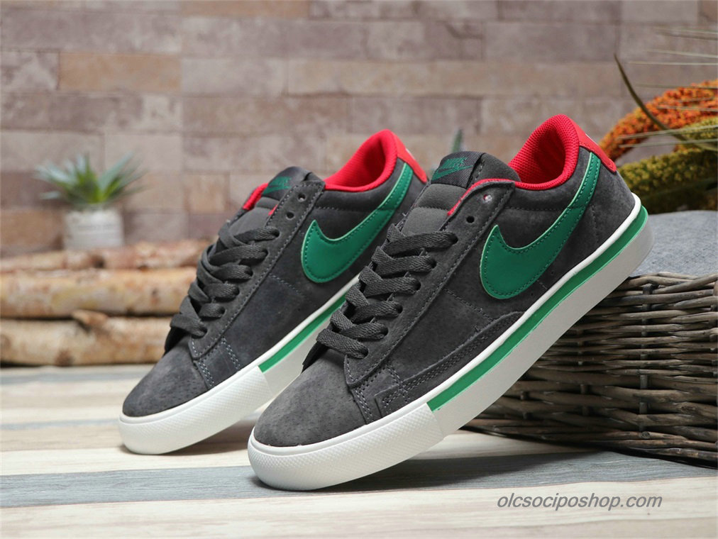 Nike Blazer Low Suede Sötétszürke/Zöld/Piros Cipők