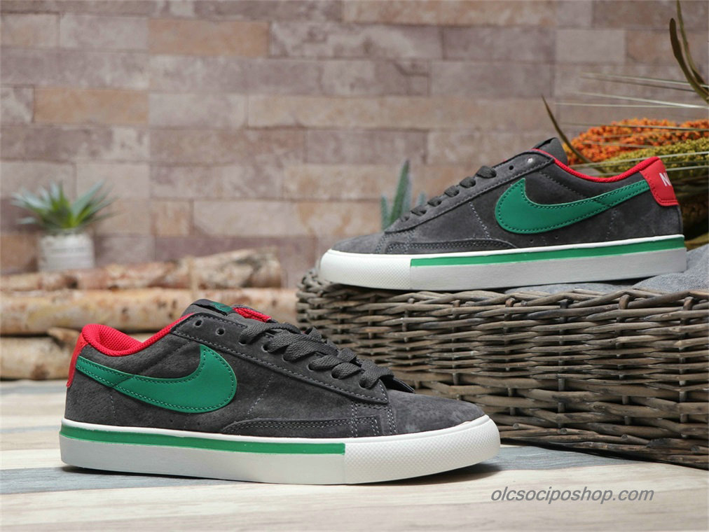 Nike Blazer Low Suede Sötétszürke/Zöld/Piros Cipők