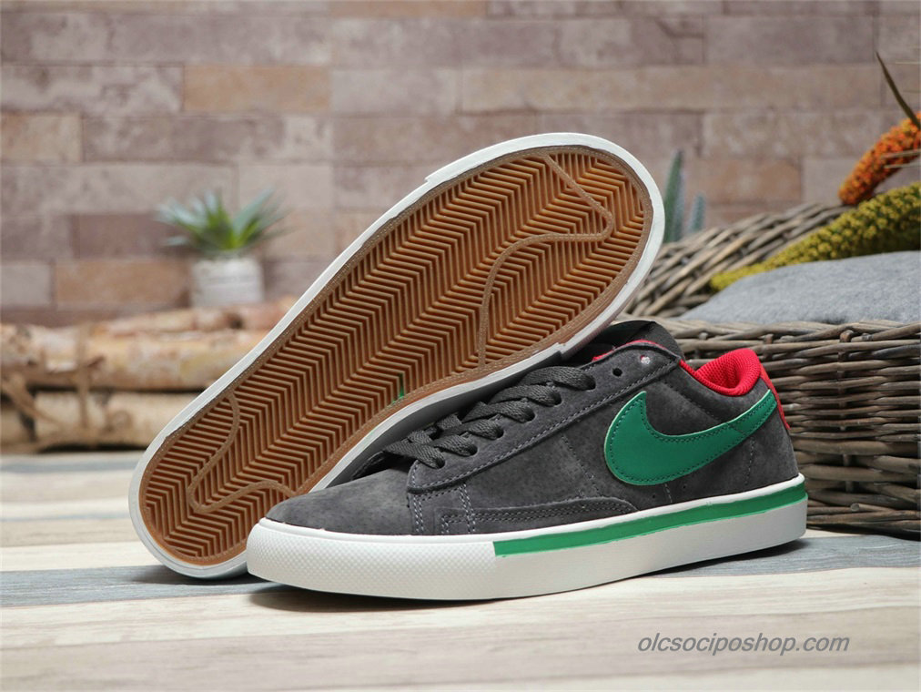 Nike Blazer Low Suede Sötétszürke/Zöld/Piros Cipők
