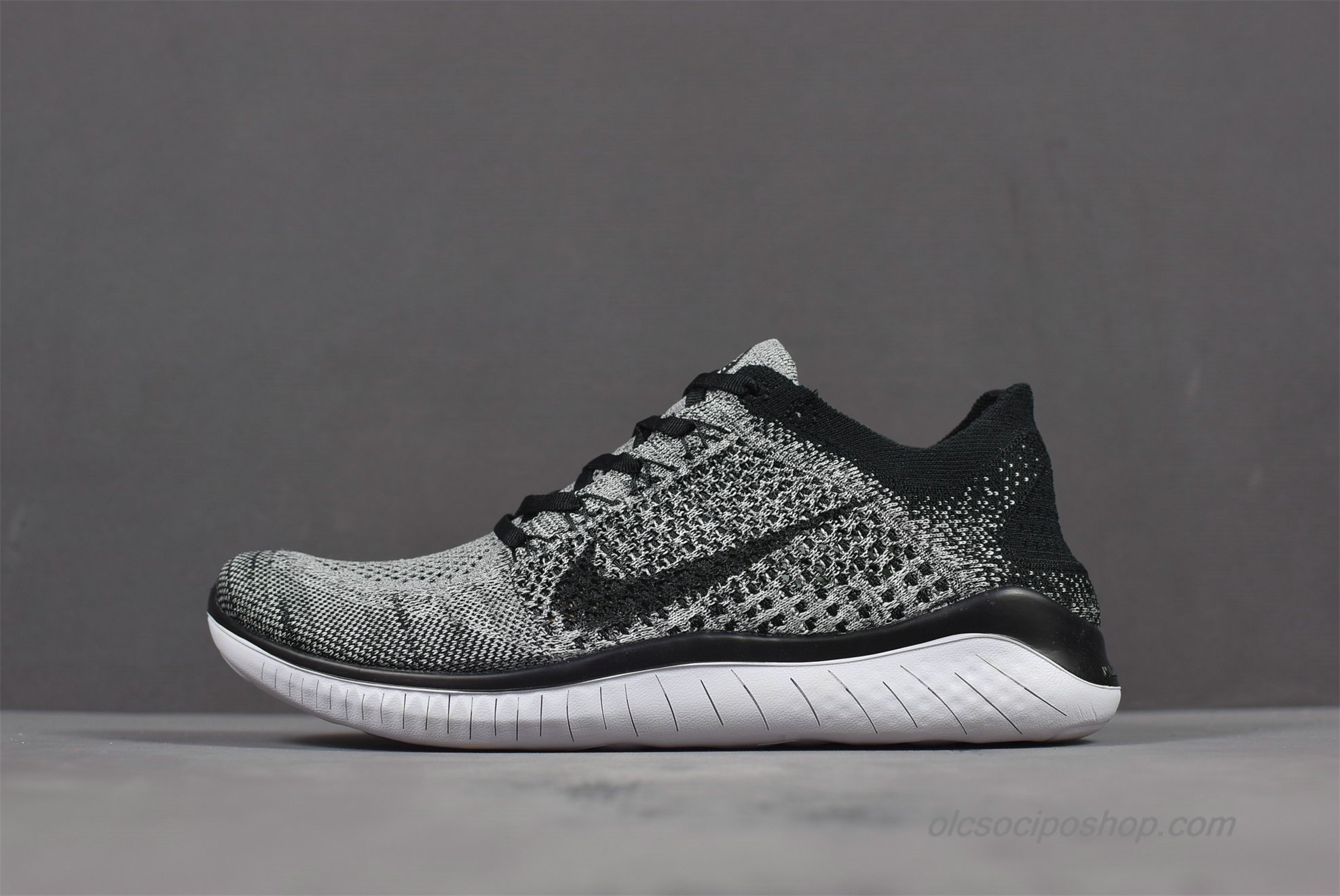 Férfi Nike Free Flyknit 2018 Barefoot Szürke/Fekete/Fehér Cipők (942838-100)