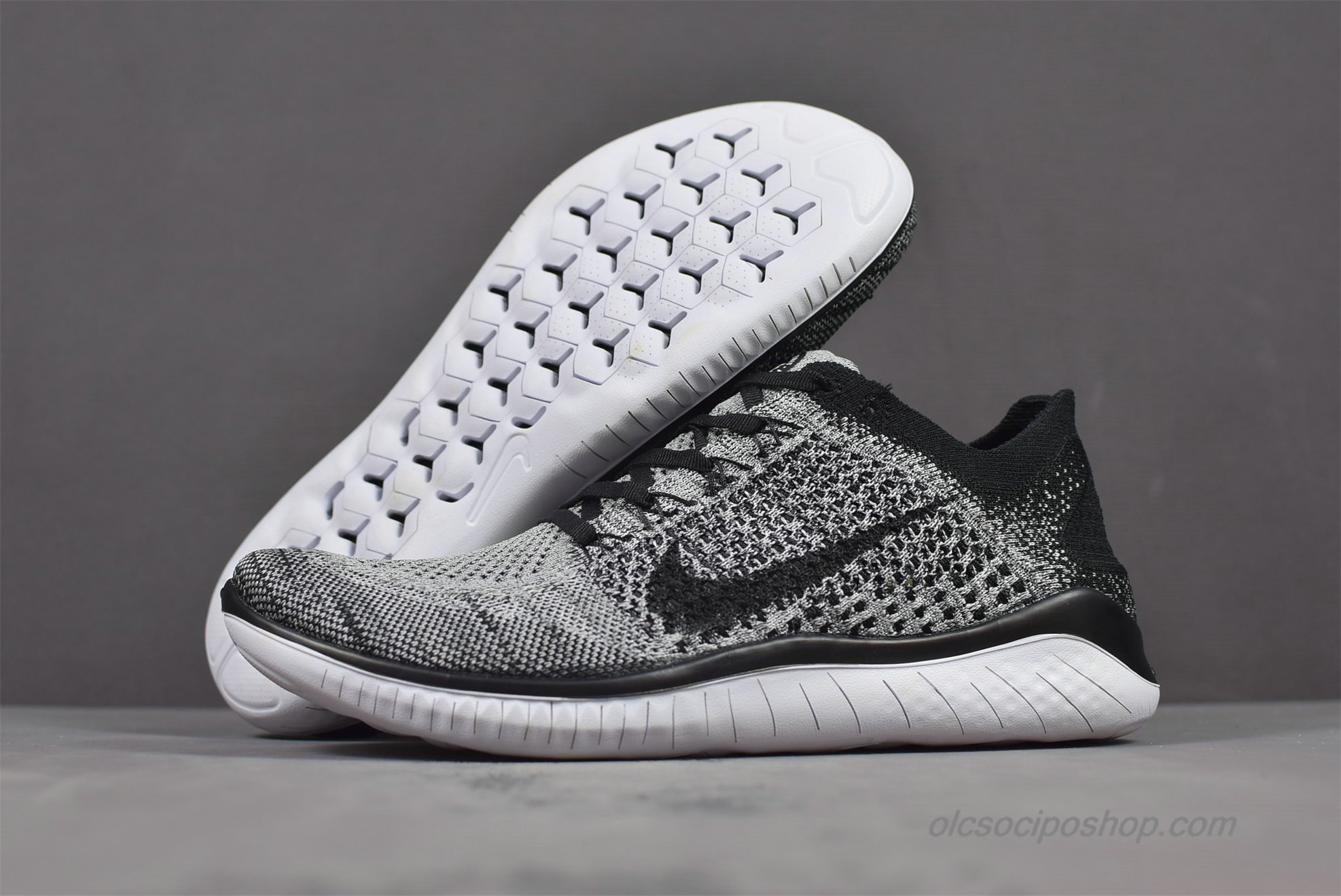 Férfi Nike Free Flyknit 2018 Barefoot Szürke/Fekete/Fehér Cipők (942838-100)