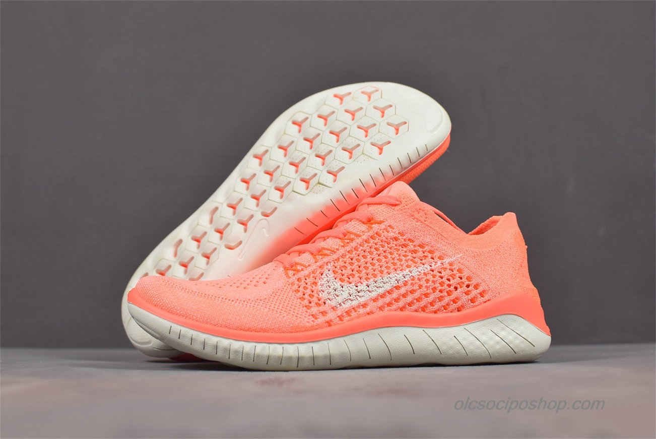 Női Nike Free Flyknit 2018 Barefoot Narancs/Piszkosfehér Cipők (942839-801)