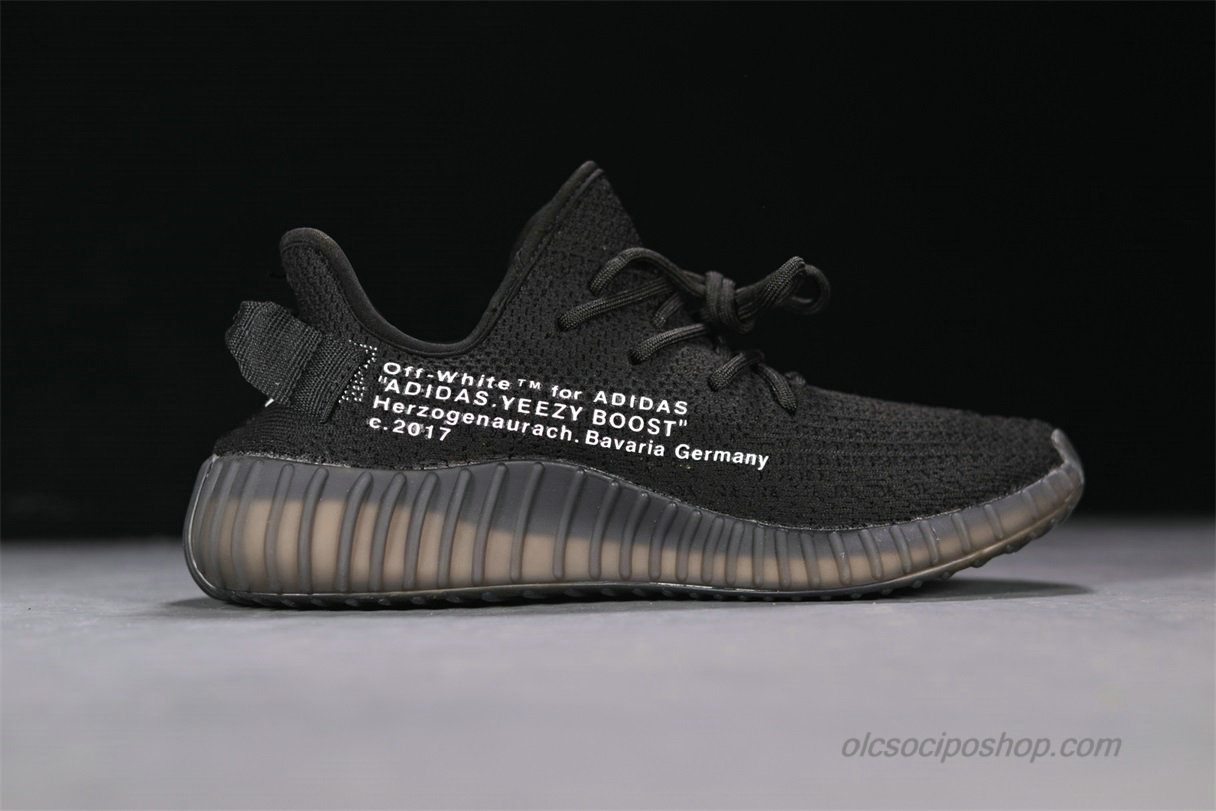 Off-White x Adidas Yeezy 350 V2 Boost Fekete/Fehér Cipők (BD0119-87)