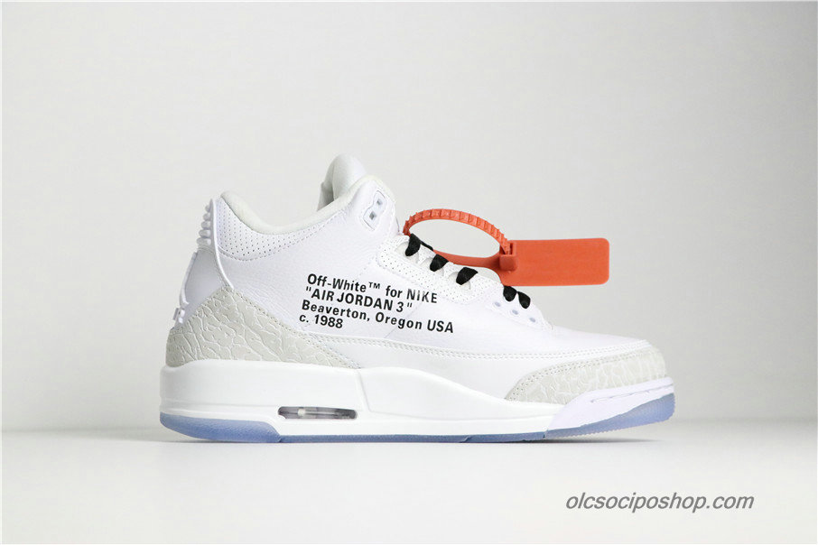 Férfi Off-White x Air Jordan 3 Retro AJ3 Fehér/Szürke/Fekete Cipők (136064-111)