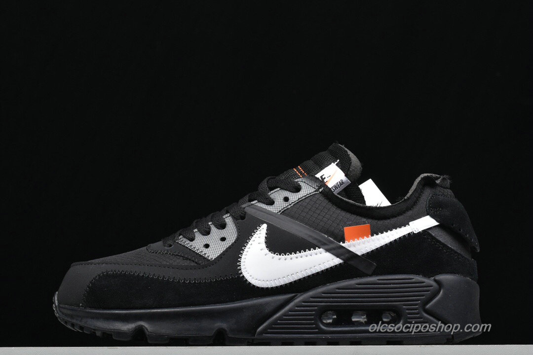 Férfi Off-White Nike Air Max 90 Fekete/Fehér Cipők