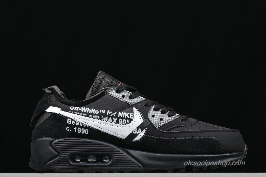 Férfi Off-White Nike Air Max 90 Fekete/Fehér Cipők