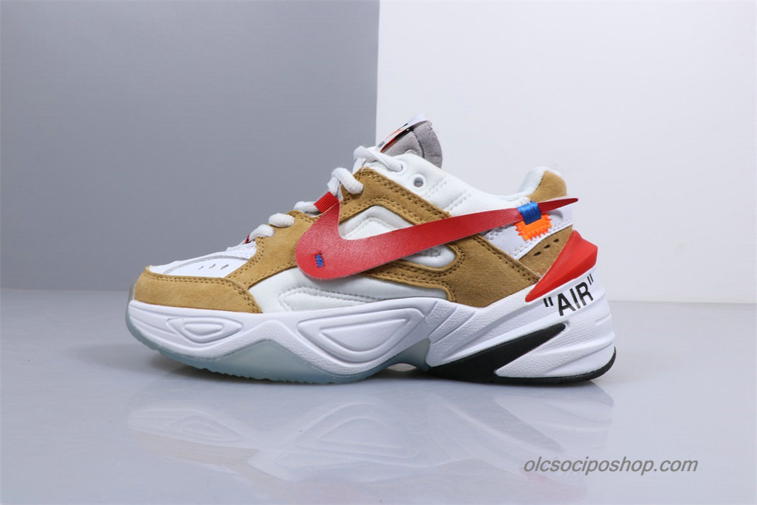 Off-White Nike M2K Tekno Fehér/Khaki/Piros Cipők (AO3108-200)