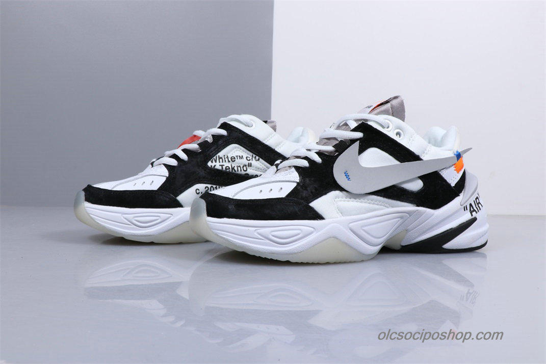 Off-White Nike M2K Tekno Fehér/Fekete/Ezüst Cipők (AO3108-300)